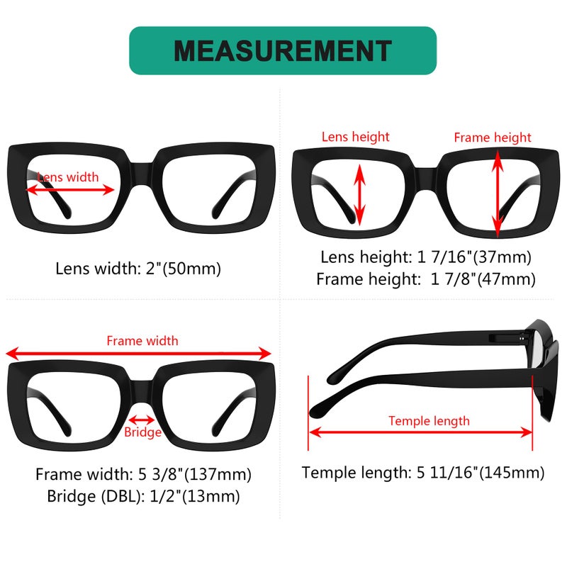 Eyekepper نظارات قراءة للسيدات من إيكببر - 4 قطع - نظارات مربعة عصرية كبيرة للسيدات - Image 3